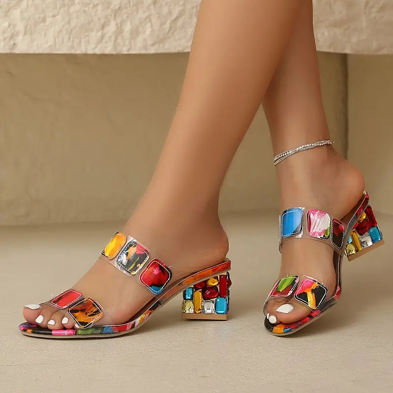 Sandalias "Jewel Glam" con Tacón de Bloque