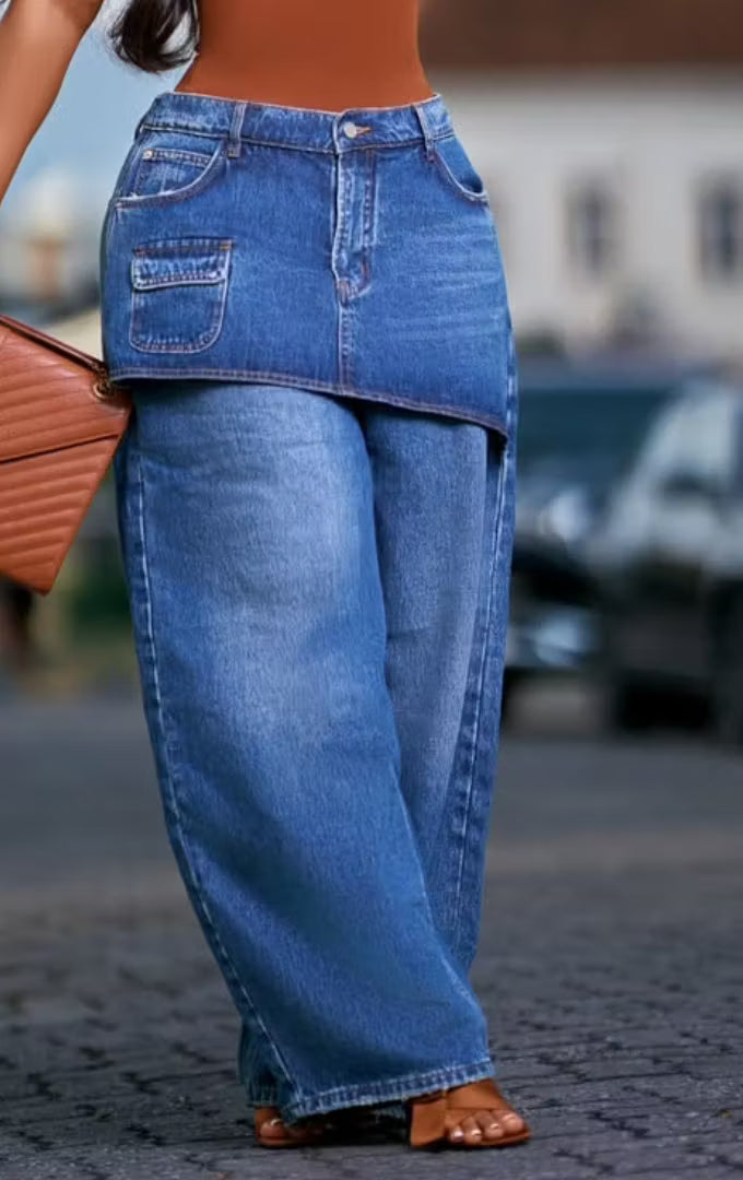 Jeans Efecto Falda-Pantalón