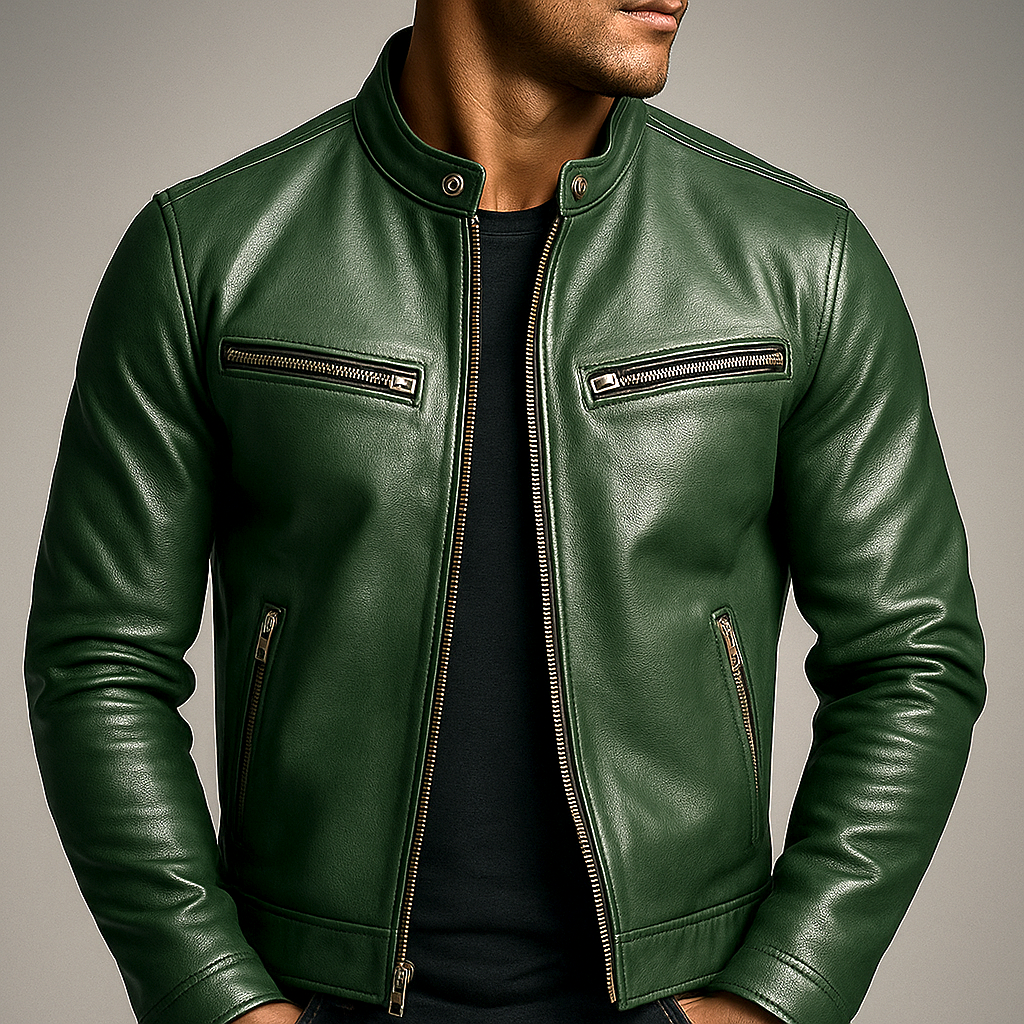 RECIO | Chaqueta vintage de piel con cremallera
