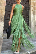 Vestido Flecos Esmeralda