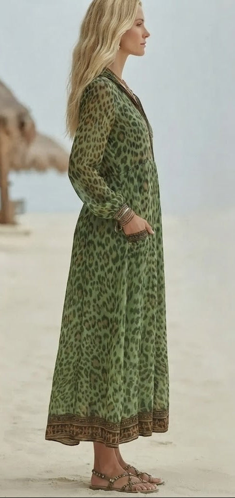 Maxi Vestido Luxe en Tonos Selva
