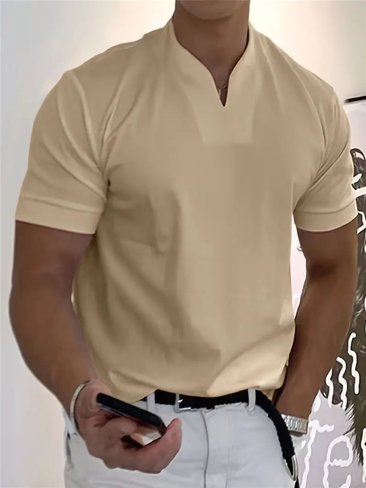 Pablo - Camiseta con cuello en V transpirable y corte clásico