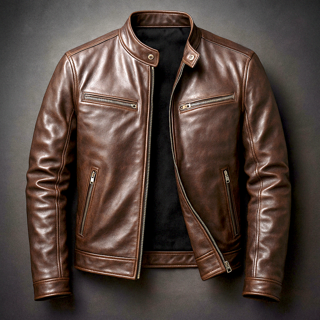 RECIO | Chaqueta vintage de piel con cremallera
