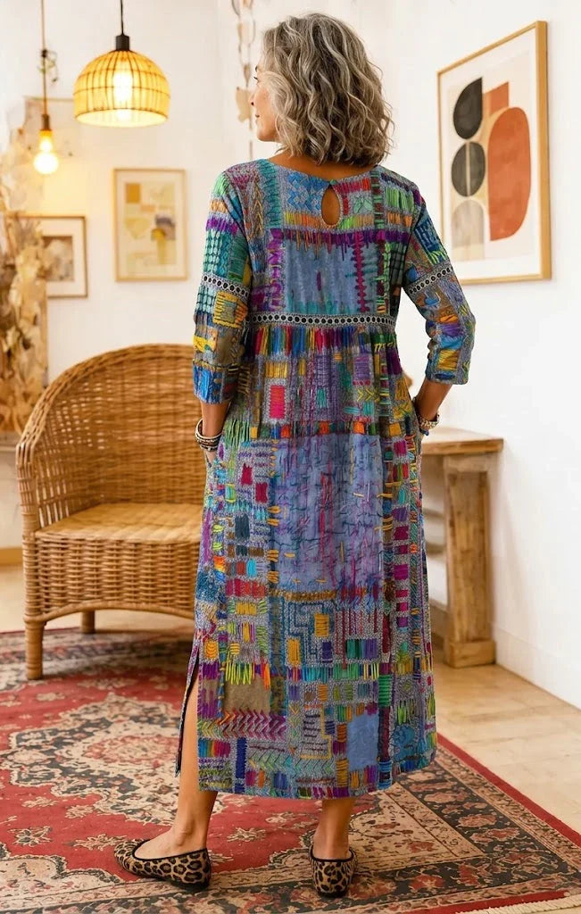 Vestido Casual Mosaico Vibrante