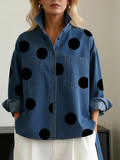 Camisa Oversize Denim Dots
