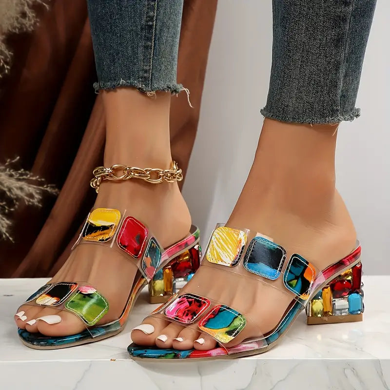 Sandalias "Jewel Glam" con Tacón de Bloque