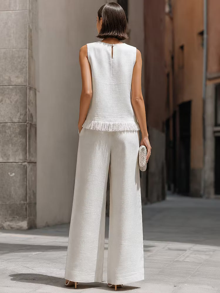 Conjunto Lino con Flecos Minimalista