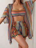 Conjunto Playero "Multi Stripe Tassels"