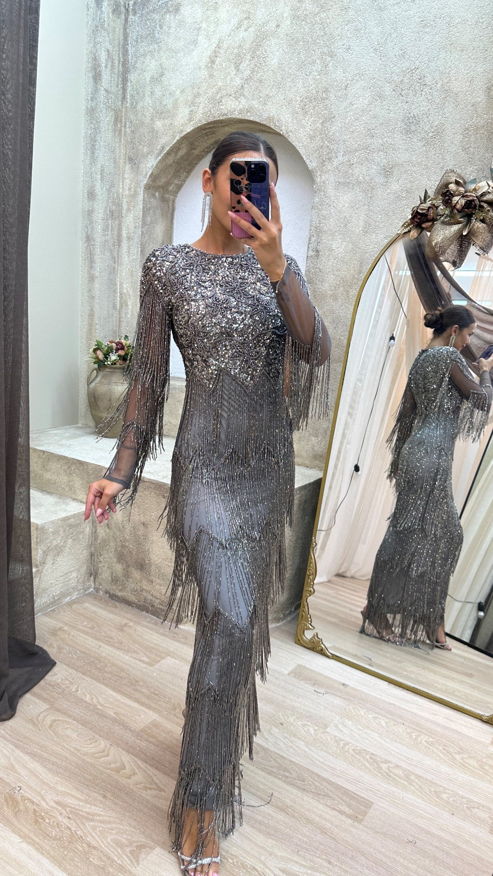 Vestido de Malla con Lentejuelas