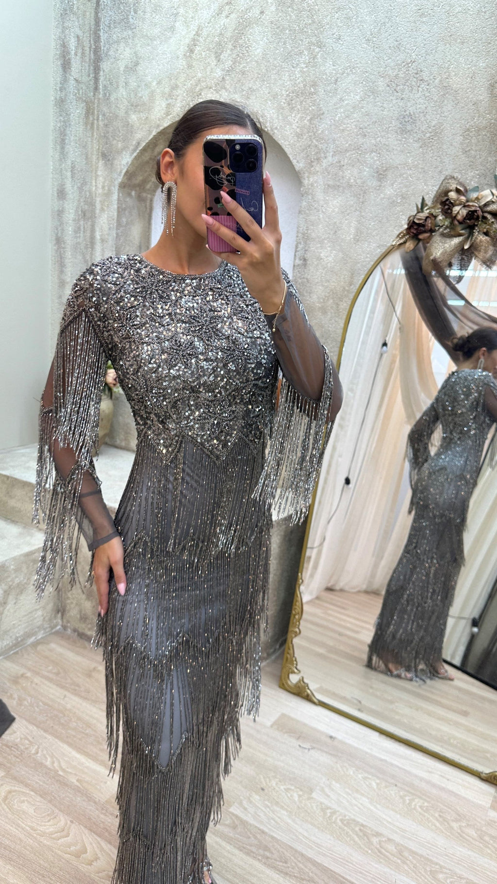Vestido de Malla con Lentejuelas