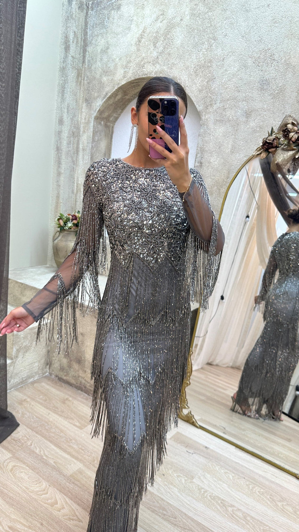 Vestido de Malla con Lentejuelas