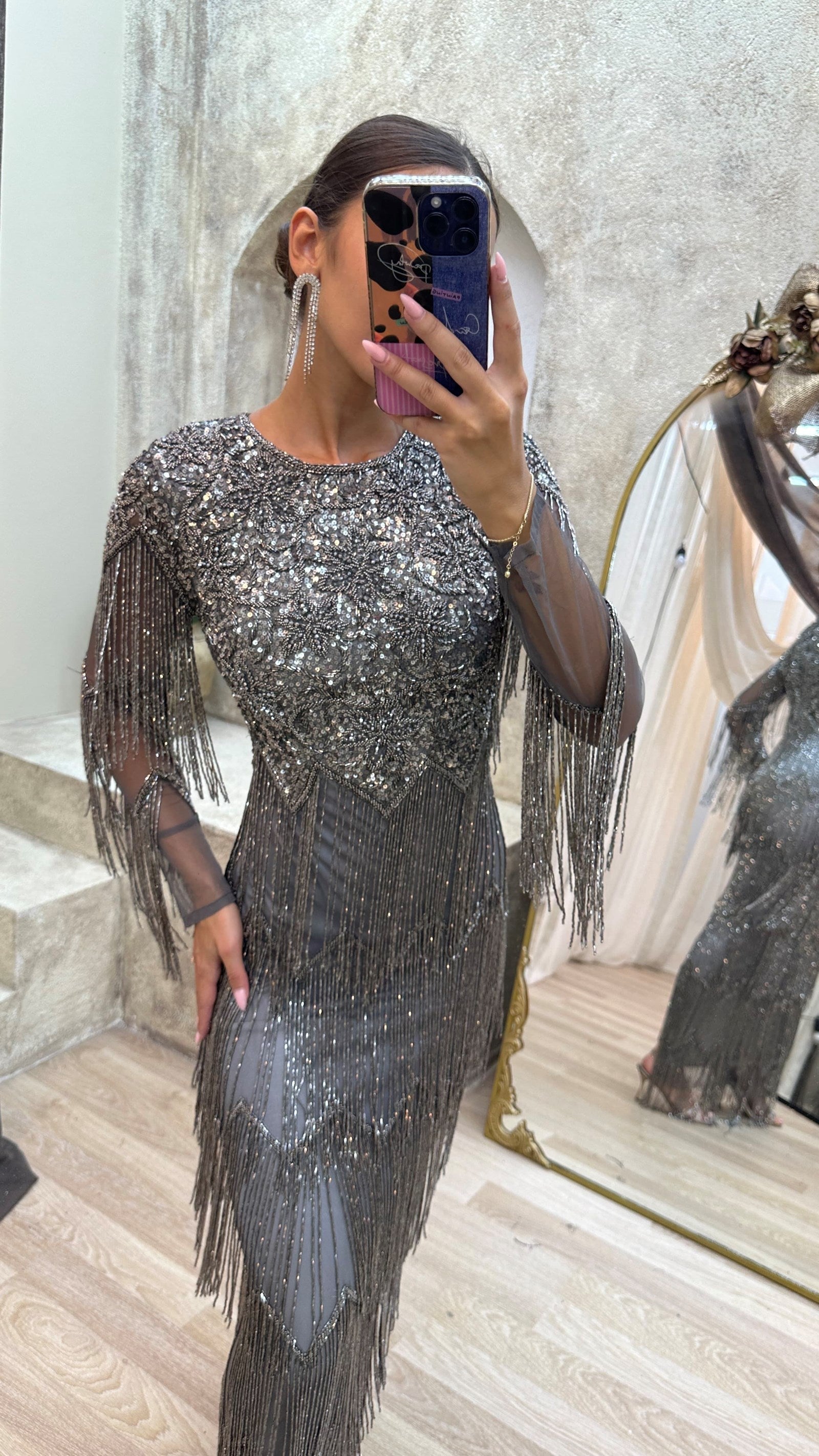 Vestido de Malla con Lentejuelas