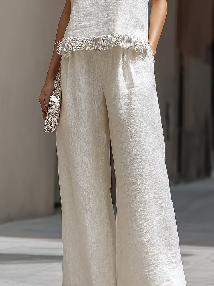 Conjunto Lino con Flecos Minimalista