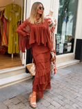 Vestido Asimetrico Con Capas y Volantes