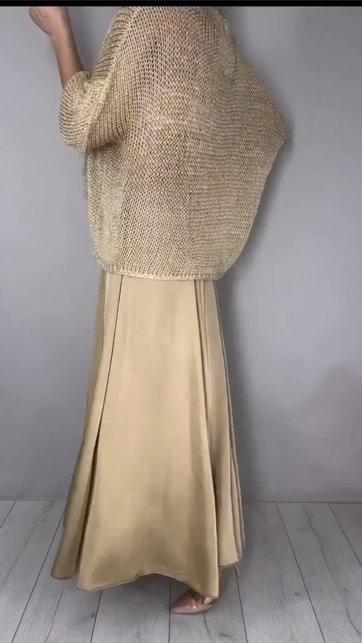 Conjunto de Suéter Corto de Punto Calado
