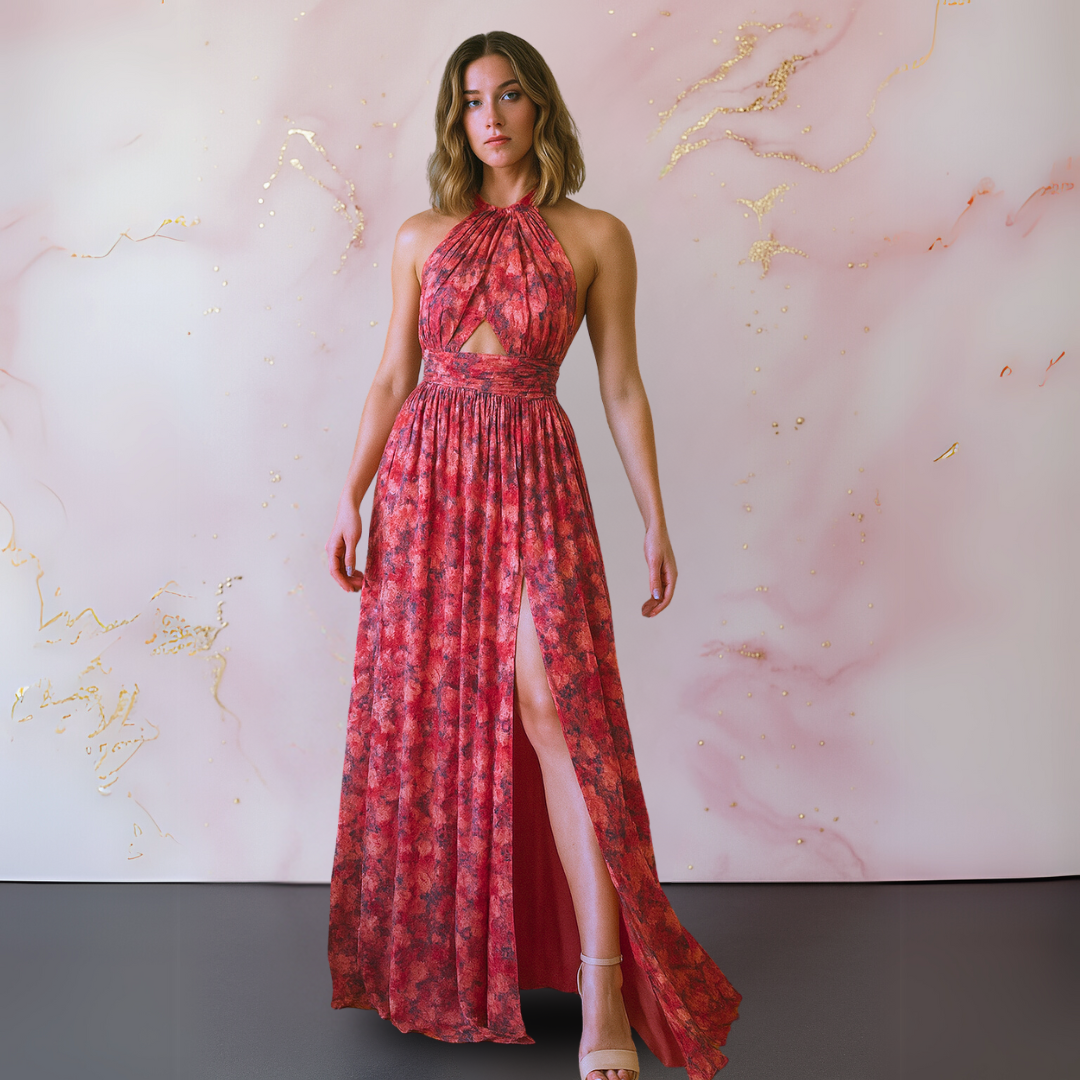 Vestido Gala Estampada Suprema