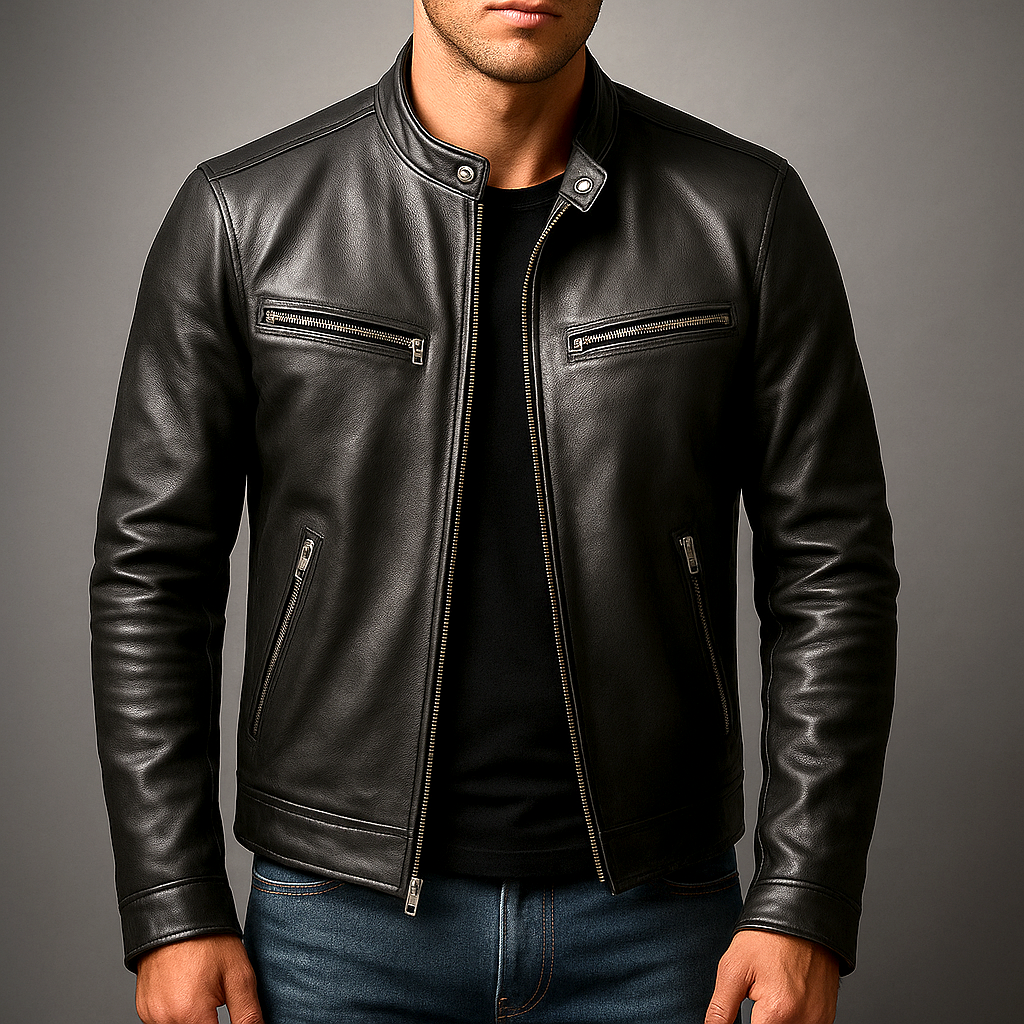 RECIO | Chaqueta vintage de piel con cremallera
