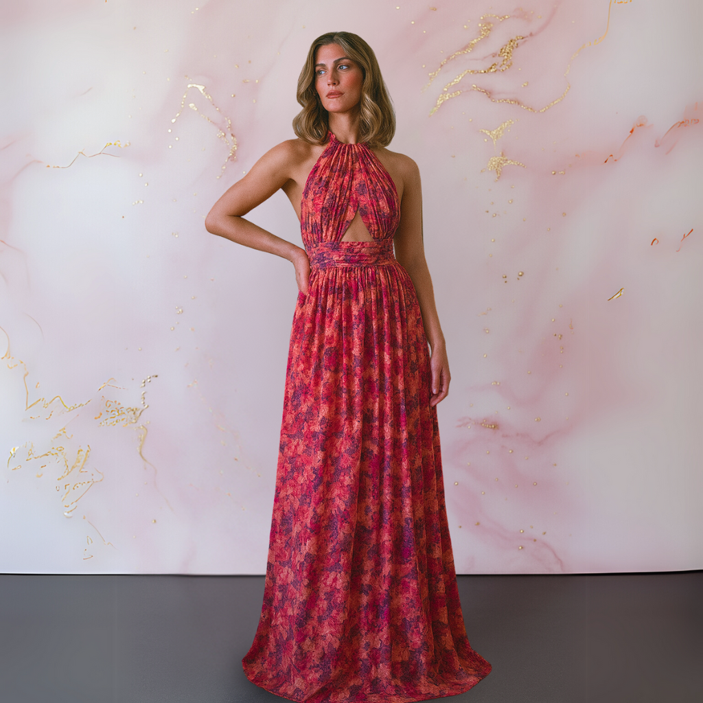 Vestido Gala Estampada Suprema