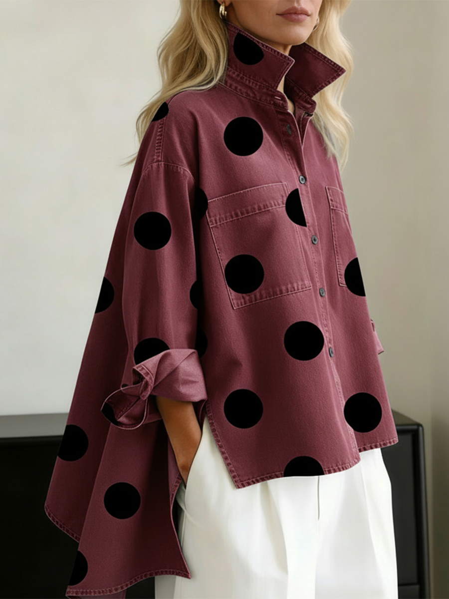 Camisa Oversize Denim Dots