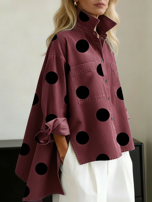 Camisa Oversize Denim Dots