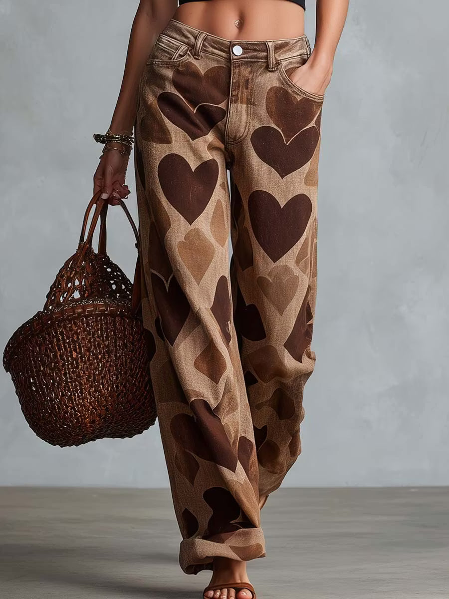 Pantalón Denim Love Print