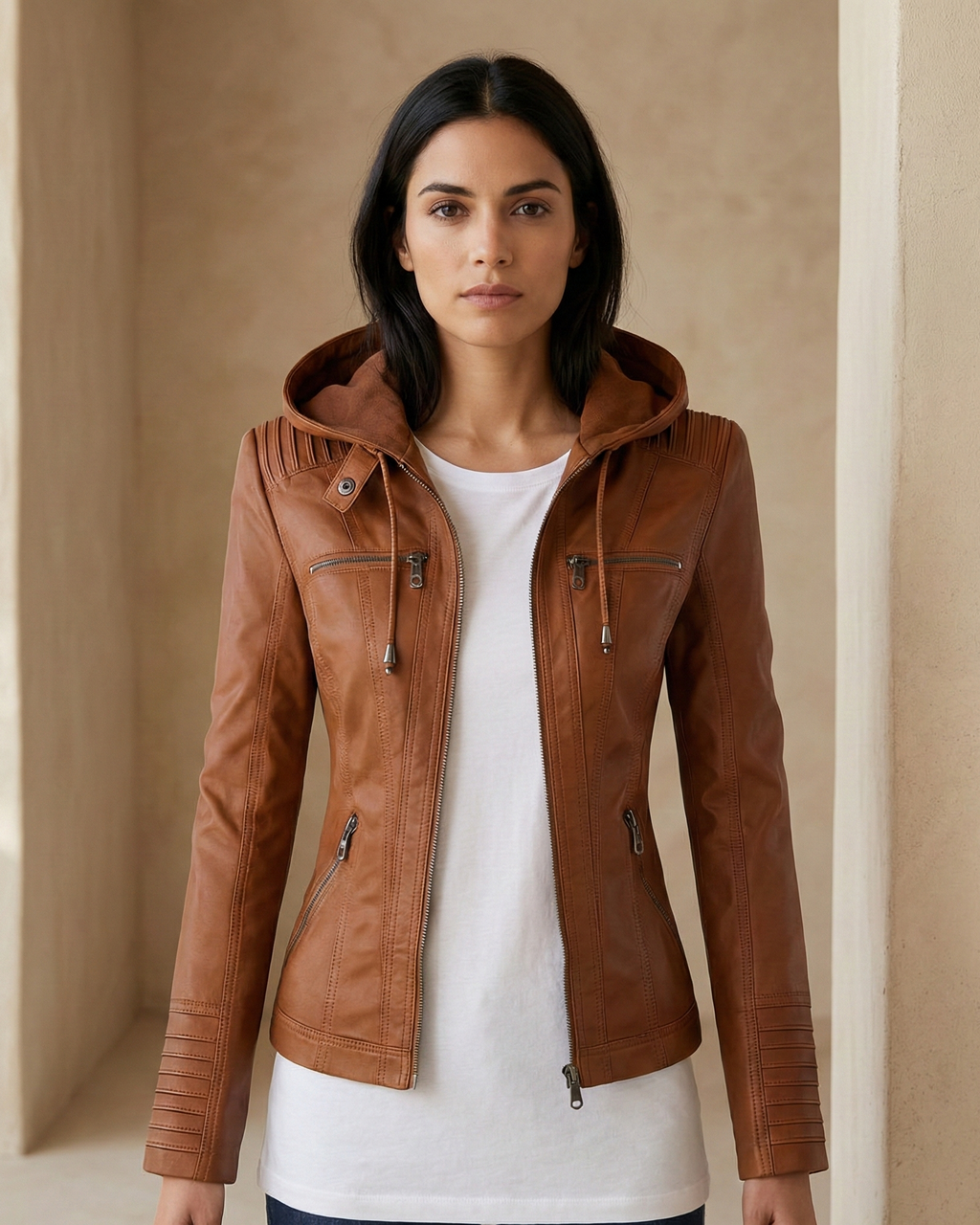 MÓNICA | Chaqueta de cuero otoñal