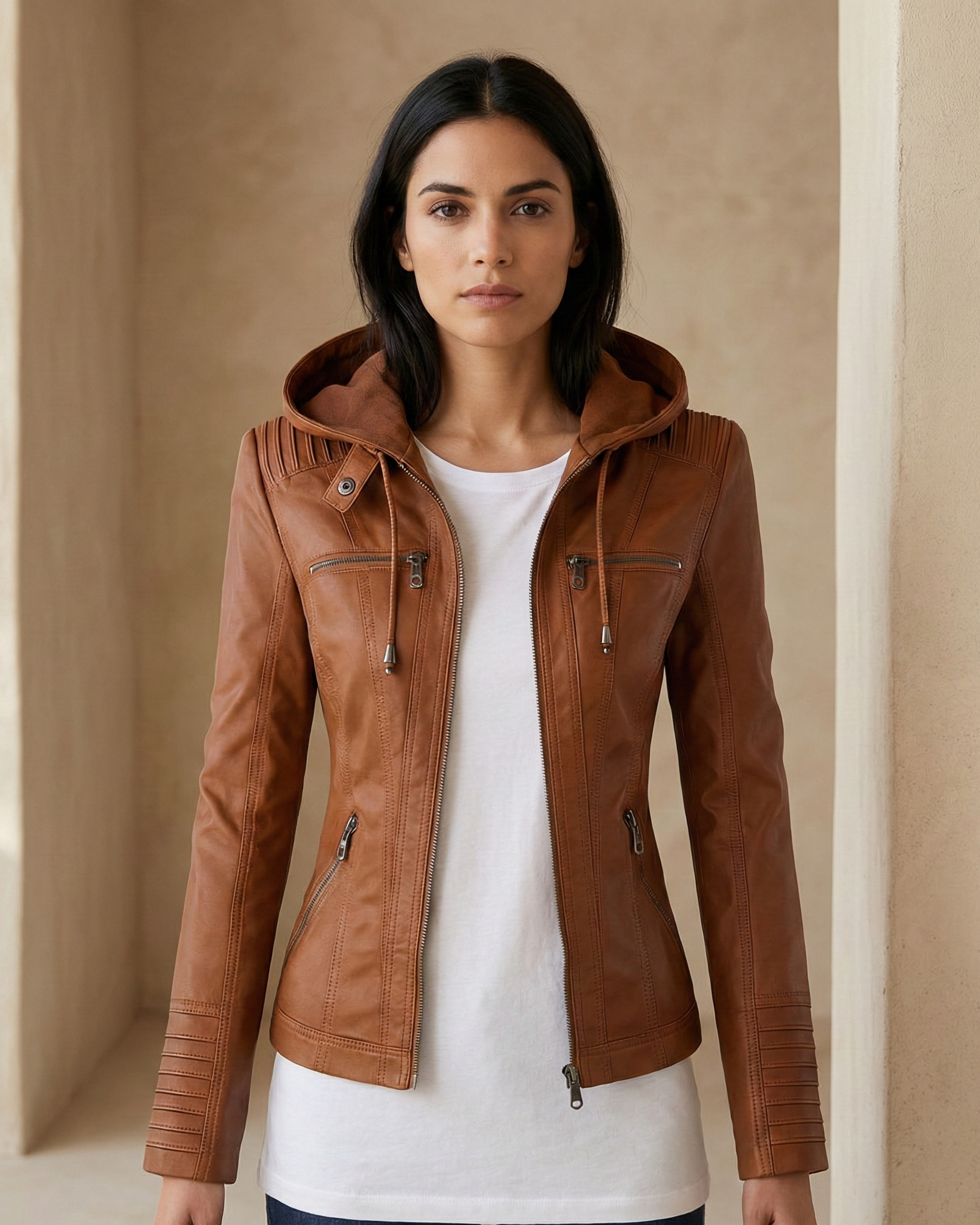 MÓNICA | Chaqueta de cuero otoñal
