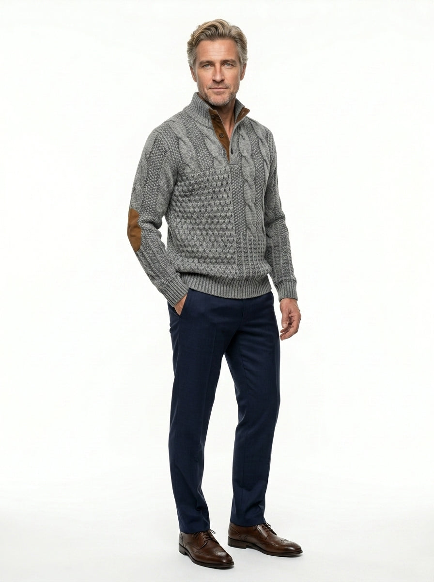 FÉNIX | Jersey patchwork de punto trenzado