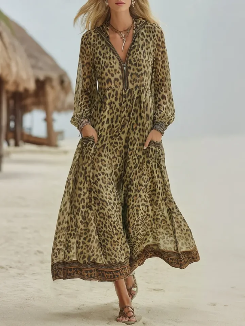 Maxi Vestido Luxe en Tonos Selva