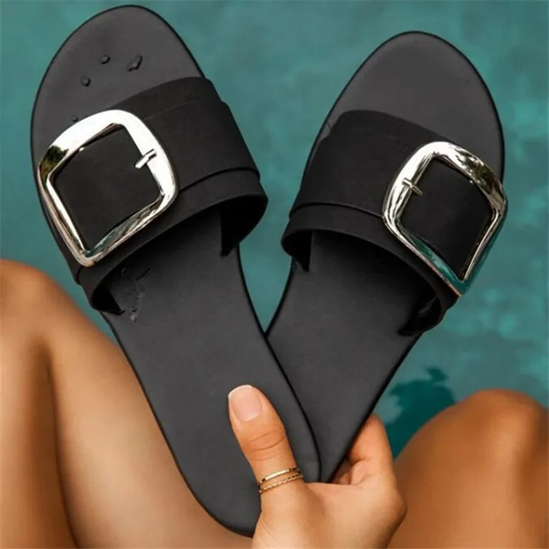 Sandalias Planas Elegant Buckle