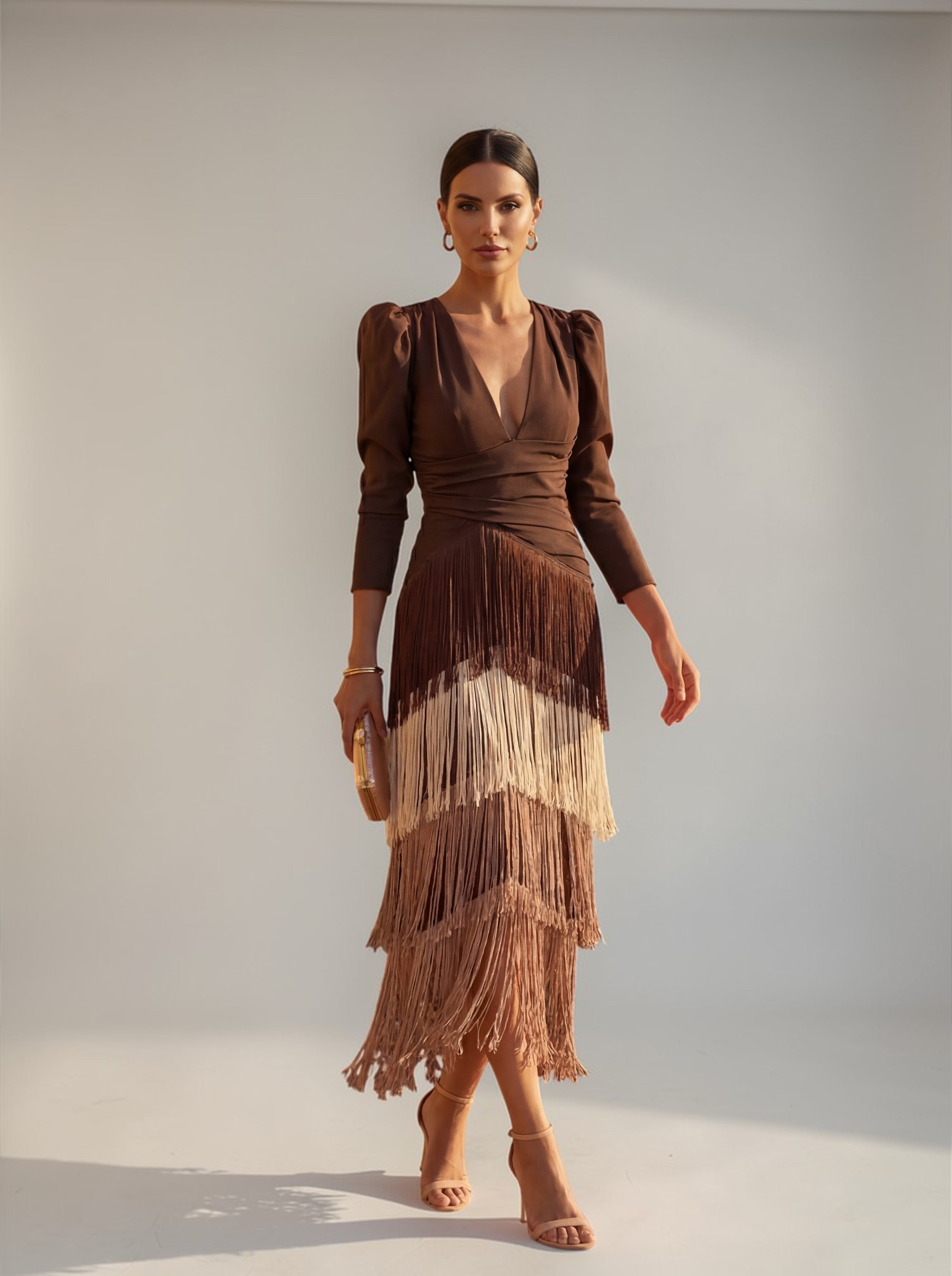 Vestido de Flecos Cacao Elegance