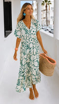 Vestido de Verano Estampado con Cuello en v