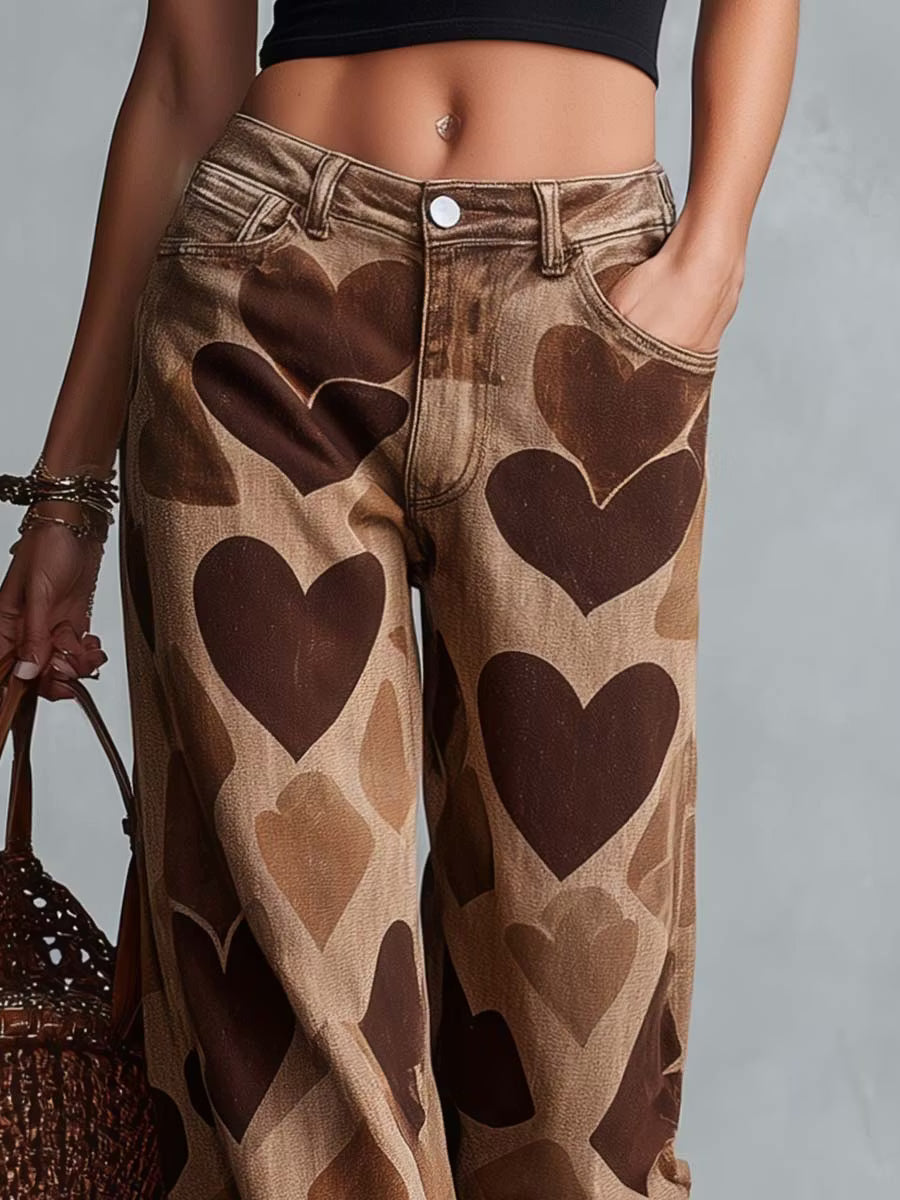 Pantalón Denim Love Print