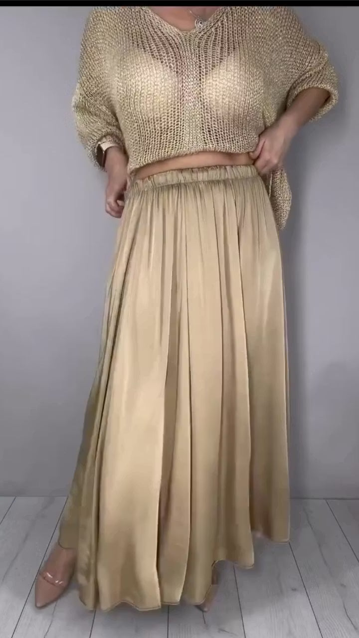Conjunto de Suéter Corto de Punto Calado