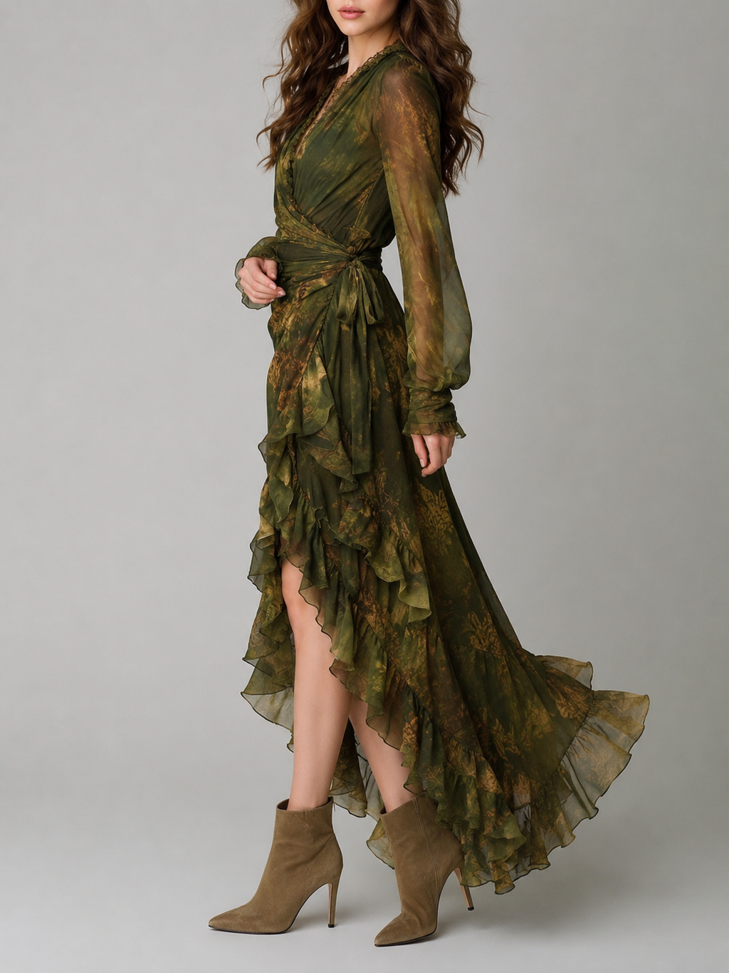 Vestido Elegante Envolvente Olive