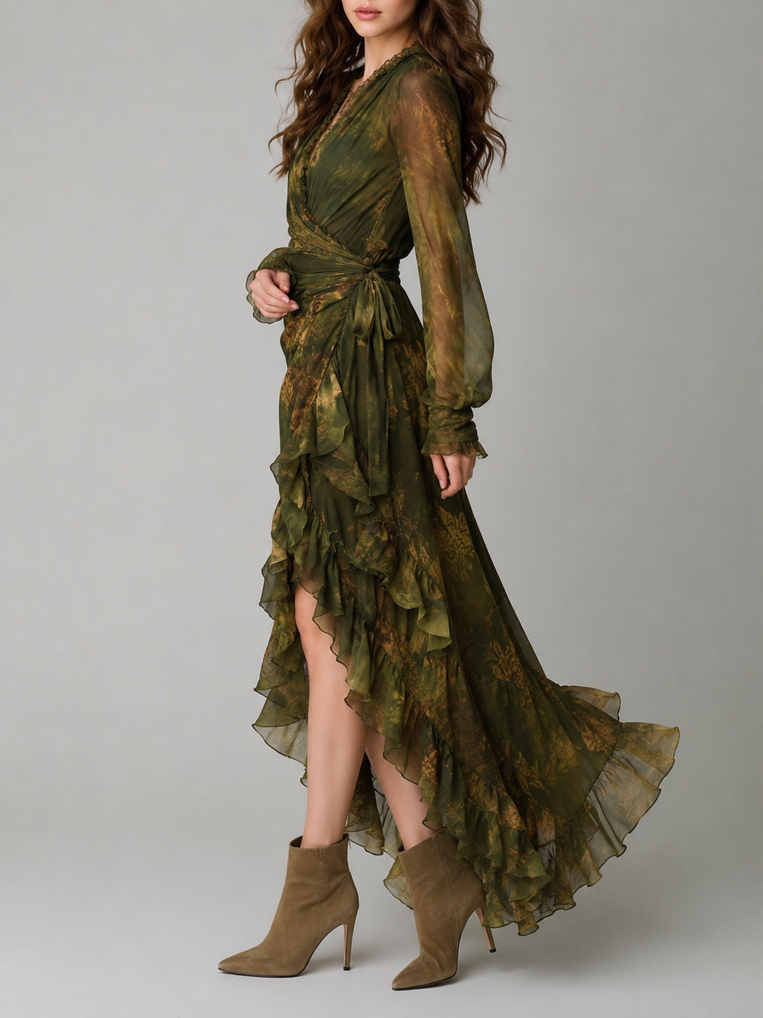 Vestido Elegante Envolvente Olive
