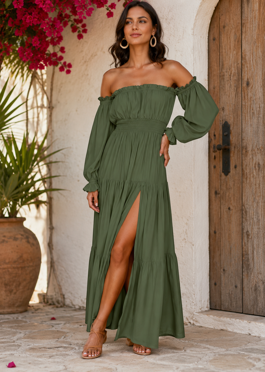Itza/ Vestido Boho Chic con Abertura