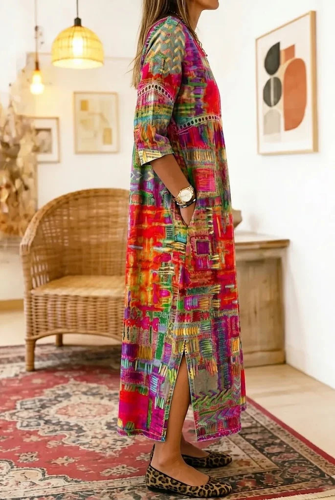 Vestido Casual Mosaico Vibrante