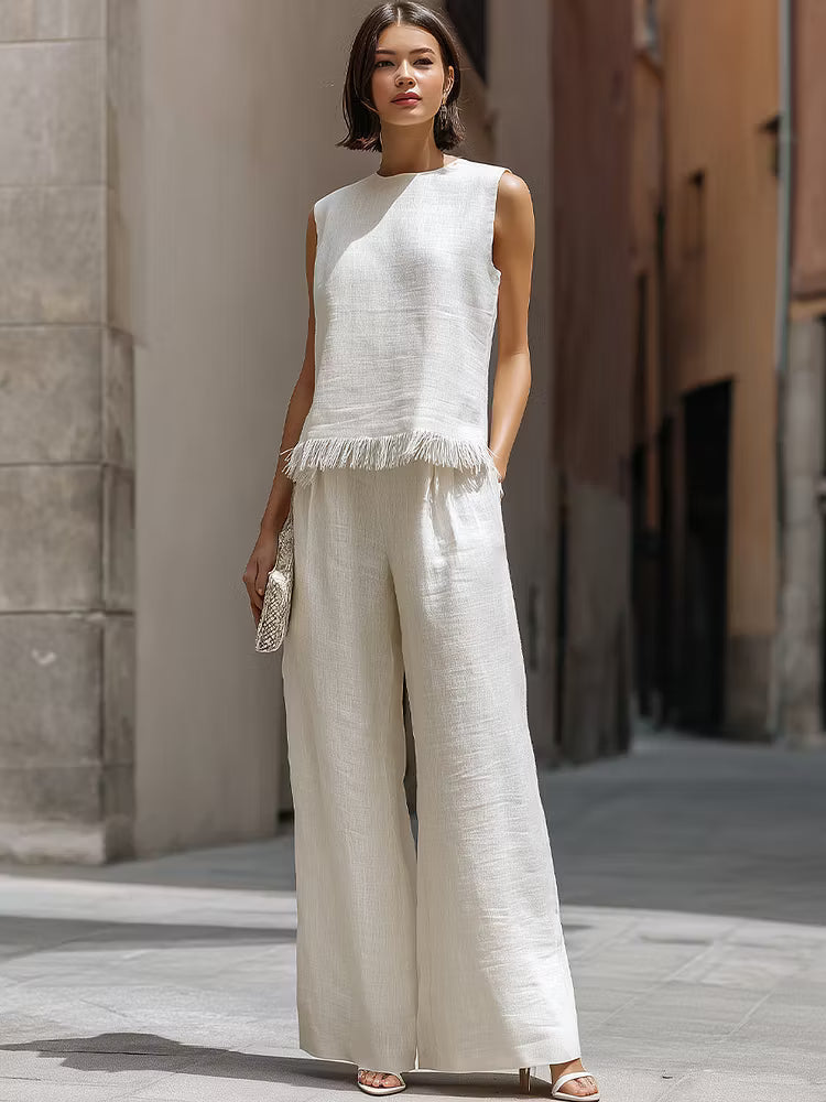 Conjunto Lino con Flecos Minimalista