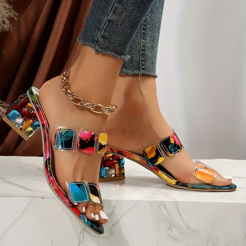 Sandalias "Jewel Glam" con Tacón de Bloque