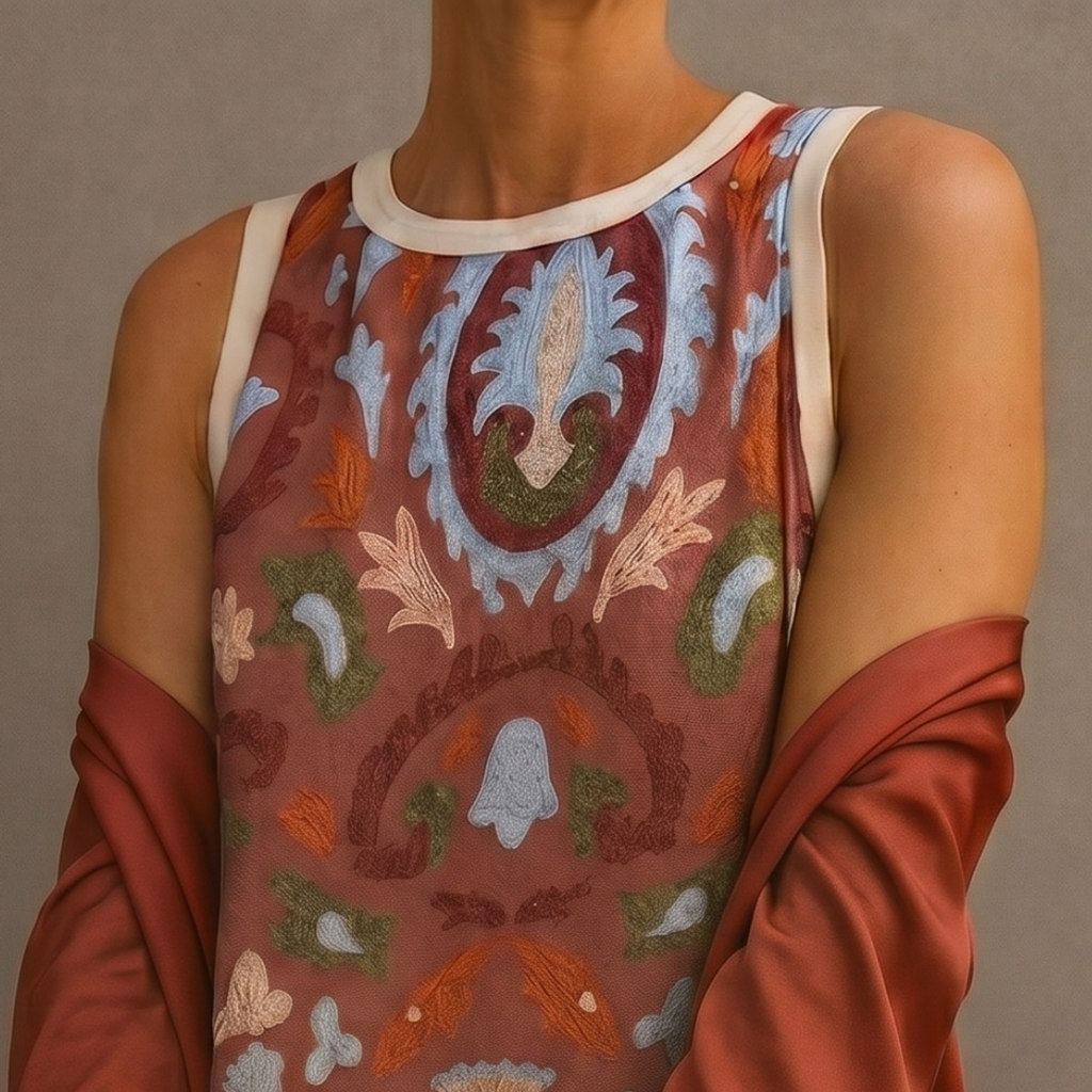 vestido Enmico  Estampado y Cárdigan Largo