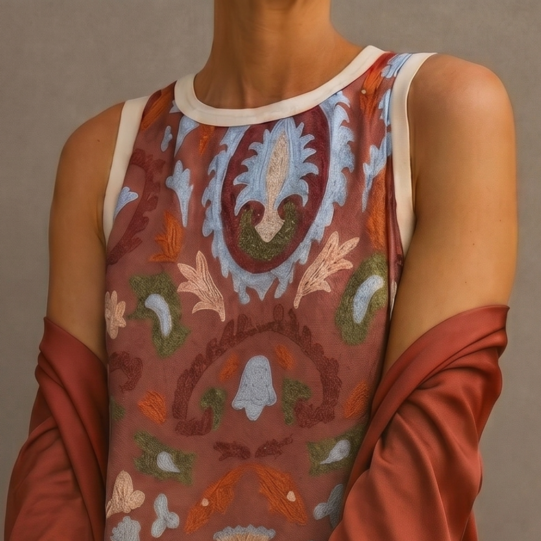 vestido Enmico  Estampado y Cárdigan Largo