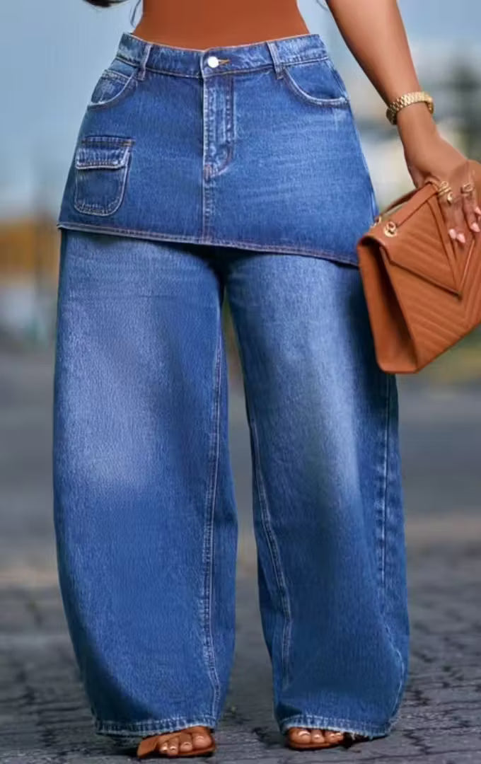 Jeans Efecto Falda-Pantalón